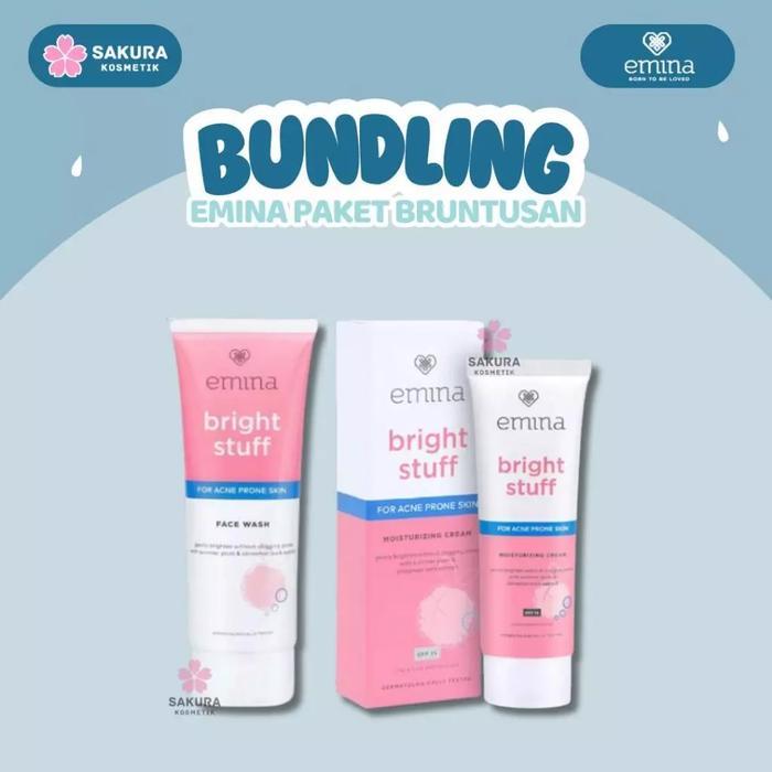 Baru [BUNDLING BRUNTUSAN] EMINA Bright Stuff for Acne Prone Skin Paket Wajah Beruntusan (Acne Cream