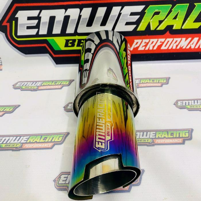 Premium Knalpot Mobil Original Emwe Racing Full Stenlis Ngebas Adem Bulet Empuk Gahar Bass Inlet