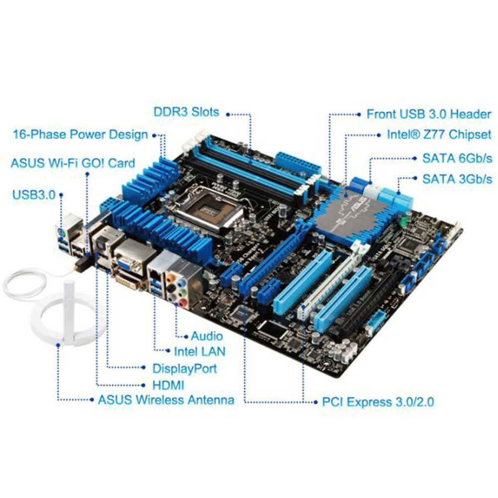 Used ASUS P8Z77-V PRO LGA 1155 Intel Z77 HDMI SATA 6Gb/s USB 3.0 ATX Intel Motherboard