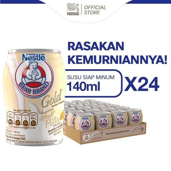 

oW.galiban - Nestl Bear Brand Gold White Malt 140ml x 24pcs - Susu Siap Minum Bergizi