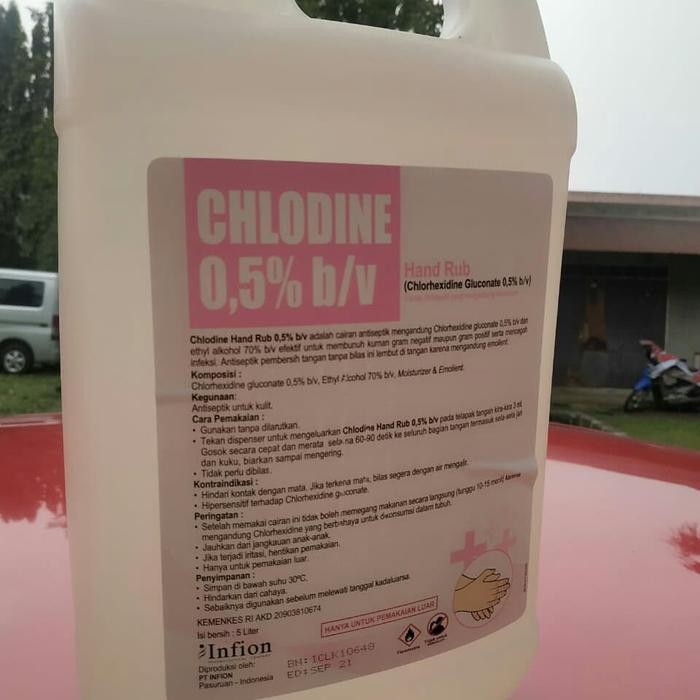 CHLODINE 0.5% 5 LITER ( CHLORHEXIDINE 0.5% & ALKOHOL 70% )