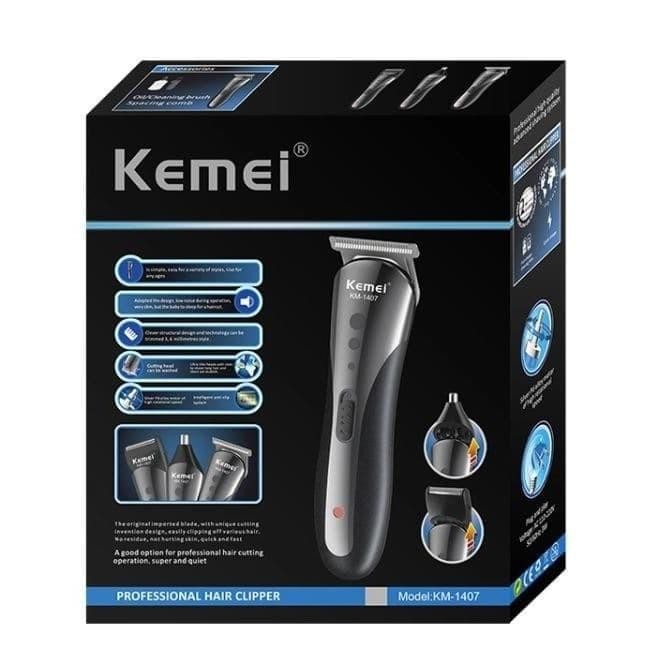 Bisa COD Mesin Cukur Kemei KM-1407 Clipper 3 in 1 Alat Cukur Rambut Charger