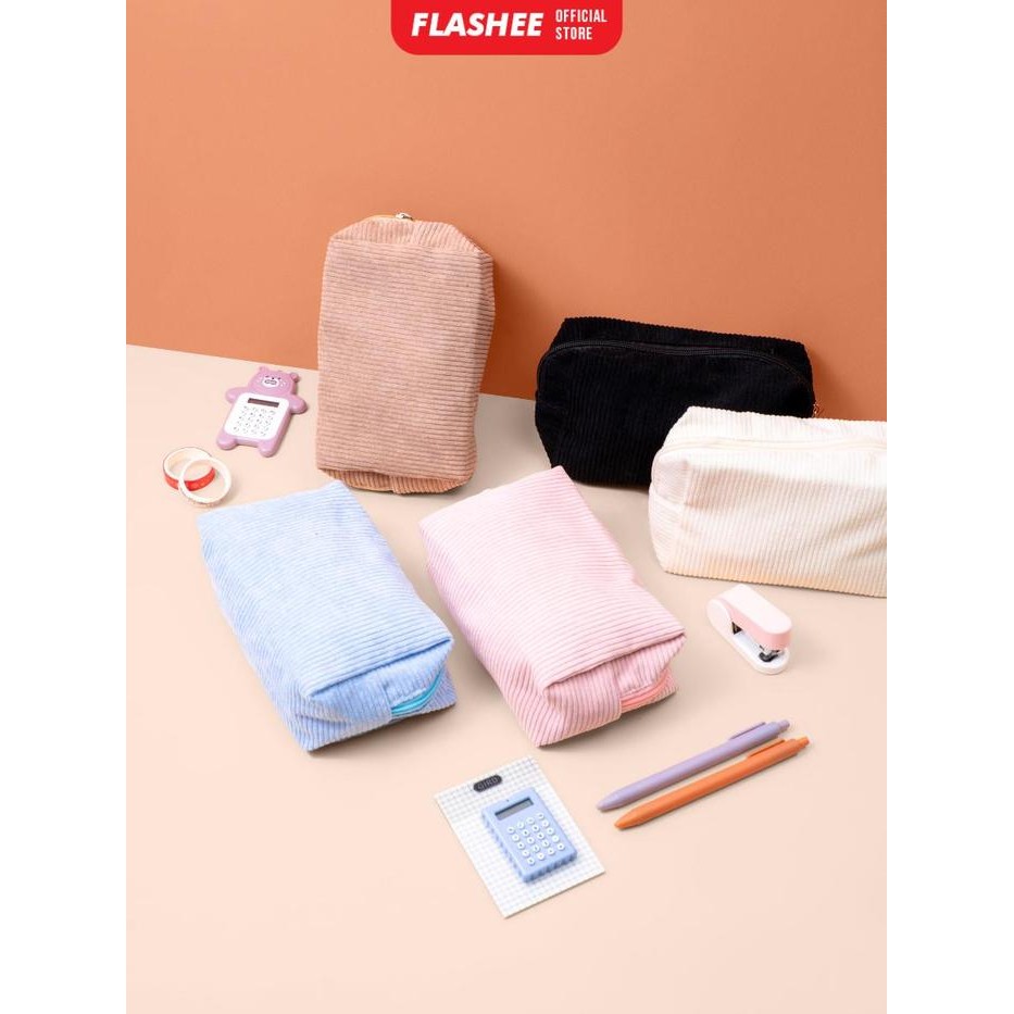 

Flashee Pouch Pensil Pencil Case Corduroy Serbaguna Tempat Pensil Besar Simpel Estetik dan Kekinian
