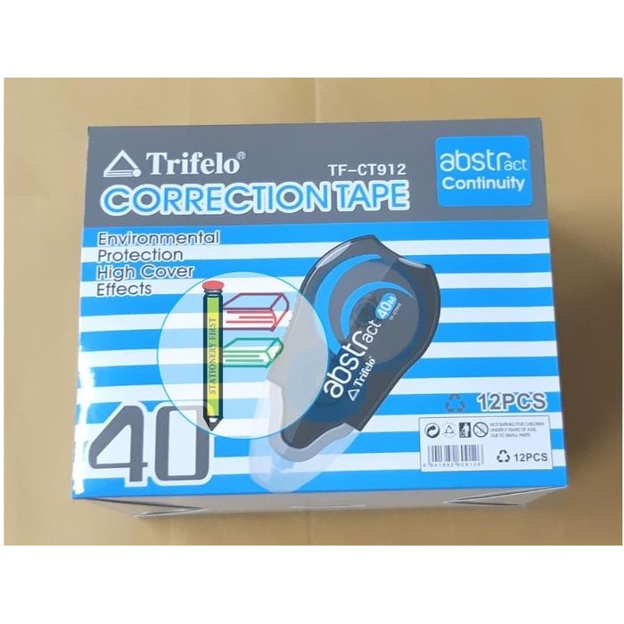 

NEW PRODUK TRIFELO TF-CT912 CORRECTION TAPE 40M - PACK OF 12 - GROSIR WARUNG ARA67