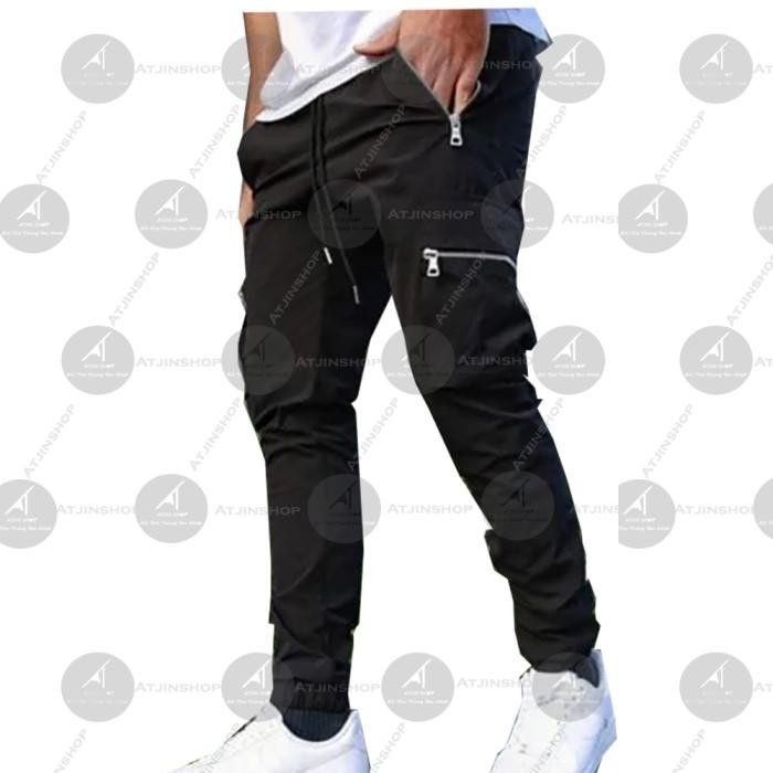 Celana Panjang Joger Jogger Kargo Stealth Pria Katun Stretch Lembut