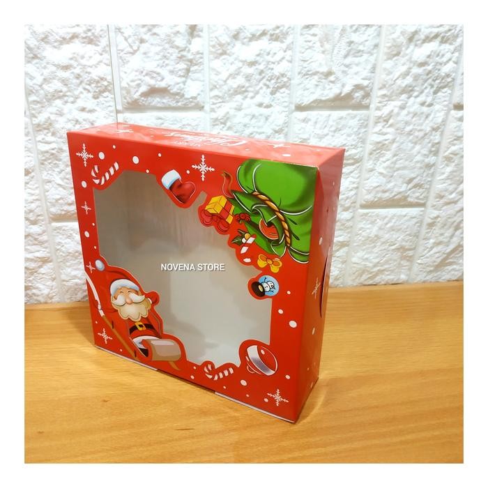 Bisa Termin Box Natal Mika 20X20X6Cm-Kotak Kue Natal-Dus Toples Hampers Natal