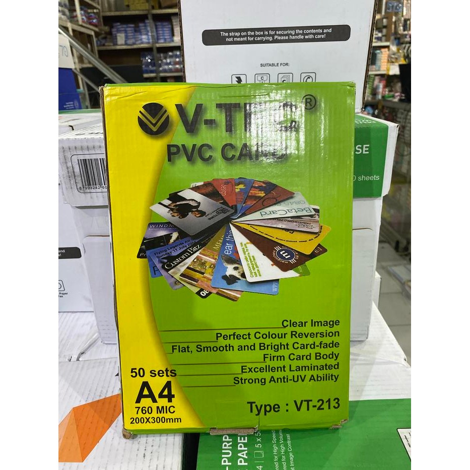 

Kertas Foto PVC Id Card V-tec A4 VT-213 760 Mic (1 Dos isi 50 Set)