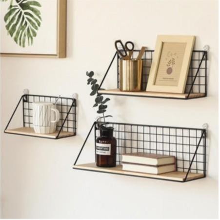 

New RAK DINDING TEMPEL GANTUNG MINIMALIS Serbaguna Kayu Besi Ambalan Buku Murah Bumbu Dapur