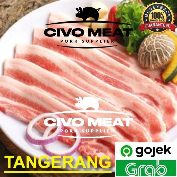 

Pilihan- Samgyeopsal Import Samcan Pork Belly Import Slice Tebal 8-10Mm 500Gr