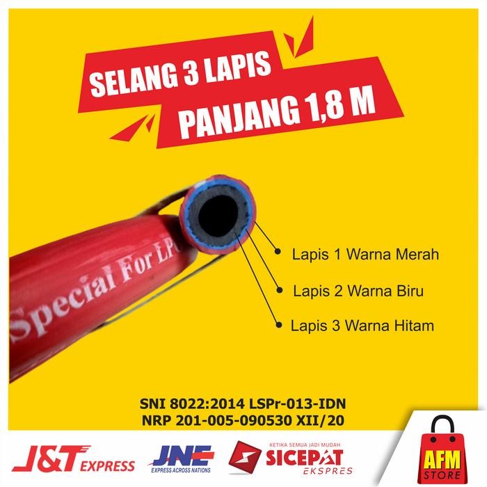 New COD Selang Kompor Gas LPG 3 lapis Original SNI Panjang 1,8 Meter