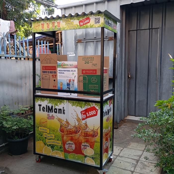 

paket usaha esteh es teh manis solo booth besi