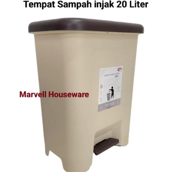 ORIGINAL TEMPAT SAMPAH BULAT INJAK 20 liter ABU/TONG SAMPAH INJAK/DUSTBIN MPW READY STOCK