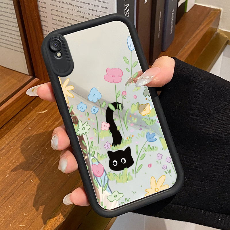 Casing Hp Xiaomi Redmi 9A Redmi 9i Redmi 9T Redmi 9 Power Case Casing Rumput Kucing Hitam HP pola Ke