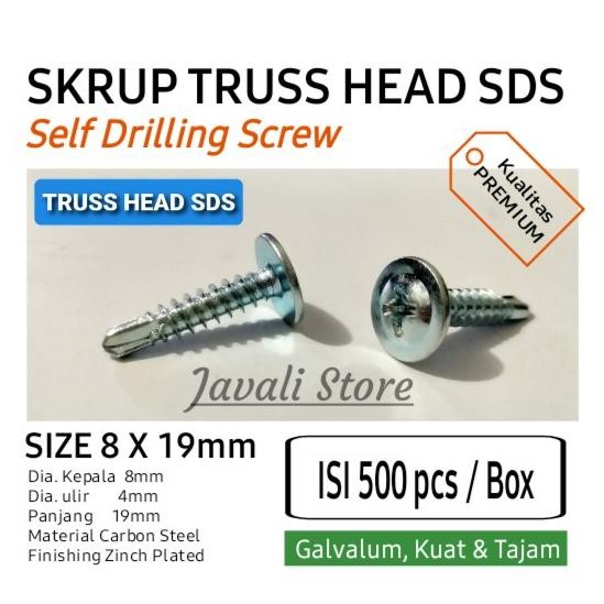 Pilihan- Baut Skrup Truss Head Sds Self Drilling Screw 8X19Mm (3/4 Inch) "Bdm"
