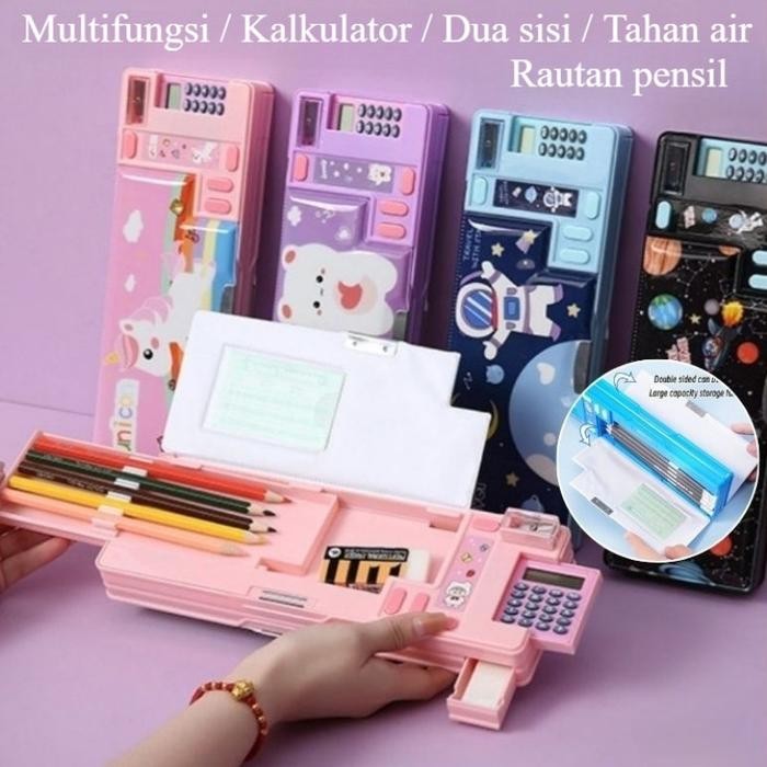 

TERLARIS! CODKotak Pensil Kalkulator Lapis Ganda / Kotak Penyimpanan Alat Tulis Pop Out Multifungsi