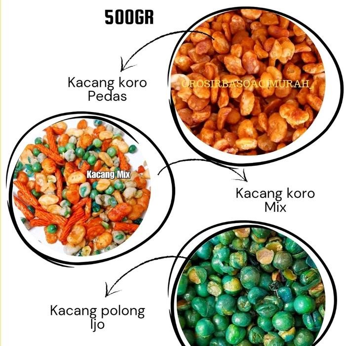 Kacang Jaipong 500gram Kacang koro campur Kacang Kangoro Mix / Asin / Balado / Polong Ijo Makanan