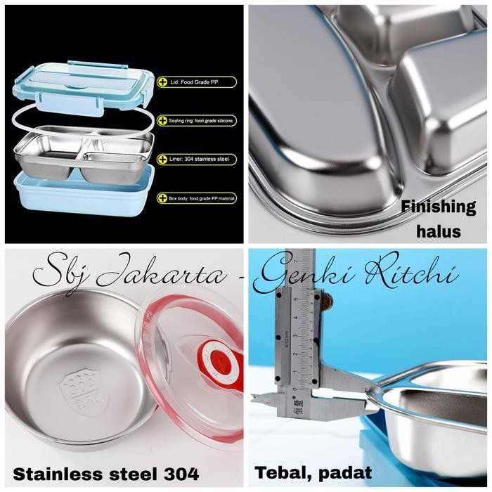 Kotak makan Lunch Box Tempat makan 304 Stainless Steel 1500ml Premium