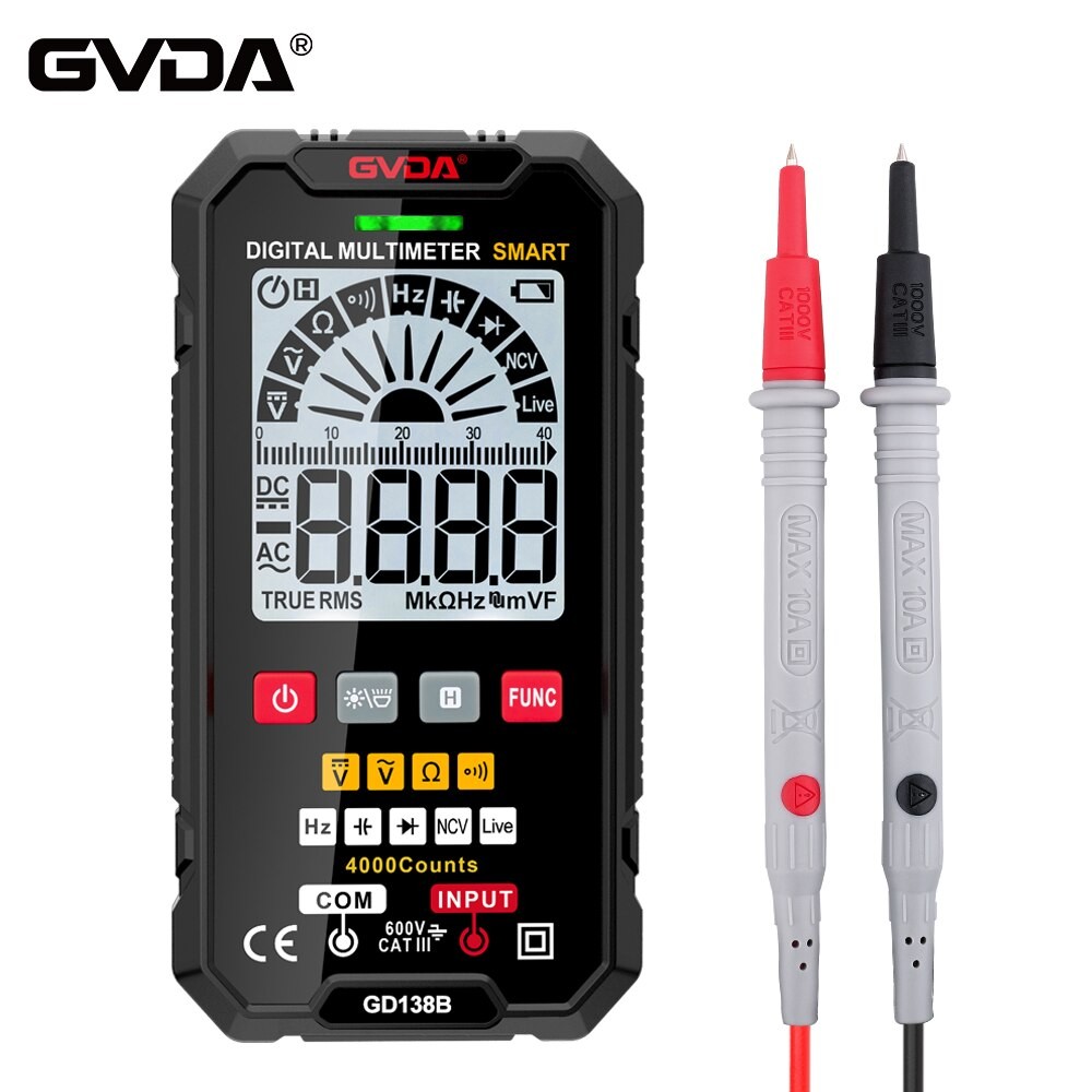 Terbaik GVDA Smart Multimeter Auto Ranging True RMS NCV DC AC Voltage Tester Automatic Voltmeter Dig