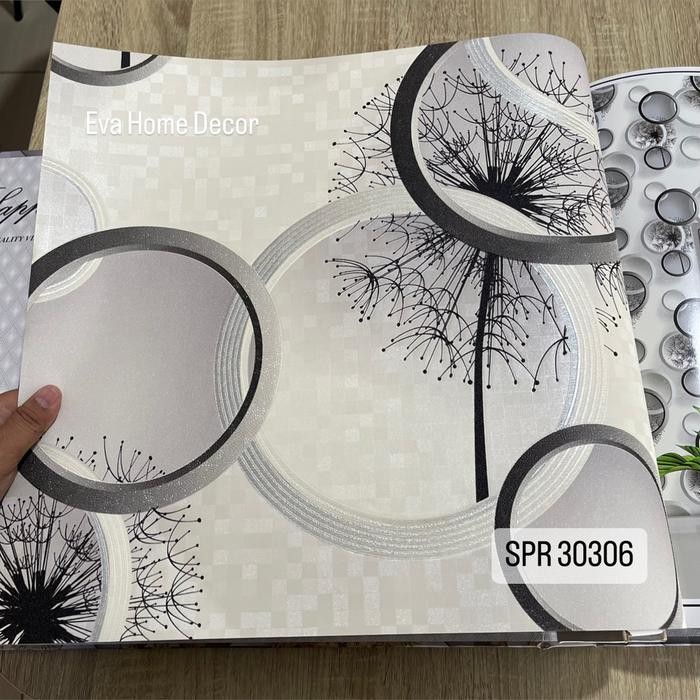 Wallpaper Premium Vinyl Dinding Motif Polkadot Ruang Tamu Hijau Pink