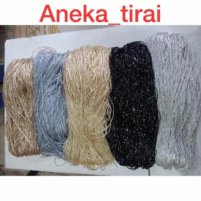 mhho- Tirai Benang Gliter 3X1M/Tirai Benang Putih Gold Silver/Tirai Dekorasi