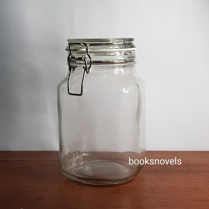 1.5 Liter 1500ml Toples Lock Biji Kopi Jar Kawat Stainless Kaca Besar