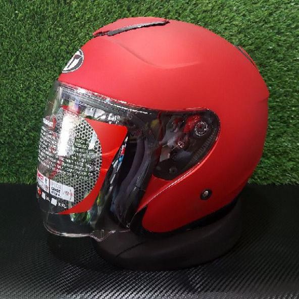 Helm KYT Kyoto Solid Red Matt SNI DOT Merah Buram Merah Doff