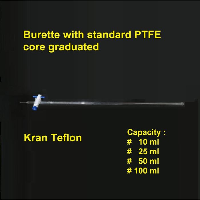 Buret Clear 100Ml Burette Glass 100 Ml Kran Teflon Clear Putih Kran Ptfe Buret Clear