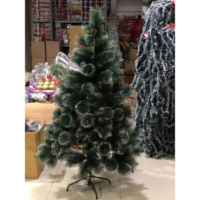 Pohon Natal Jarum Dilengkapi Buah Pinus - Pohon Natal Salju - 150Cm Pohon Hias Besi