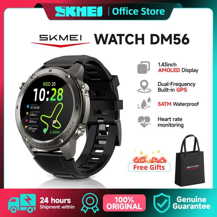 lr4u- Live Skmei Dm56 Smartwatch Gps - Jam Tangan Pria & Olahraga Dengan Layar Amoled 1.43