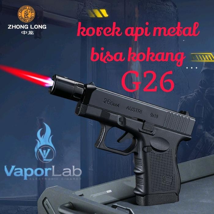 korek api gas bara las model pistol glok G26 jet torch lighter 051B dengan magazin kotak simpan rkk
