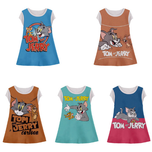 Tunik Anak Tom And Jerry Dress Animasi 3d Lucu Tom & Jerry Baju Anak Perempuan Usia 1-12 Tahun - Rar