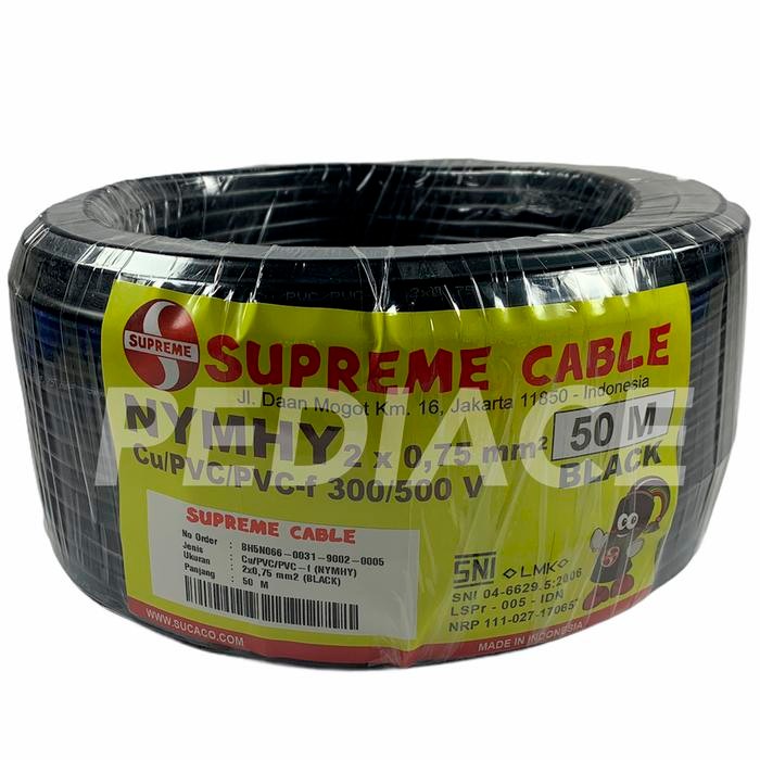 Kabel Listrik 2X0.75Mm Serabut-Rambut (Nyy/Mhy) Supreme 1 Rol (50M)