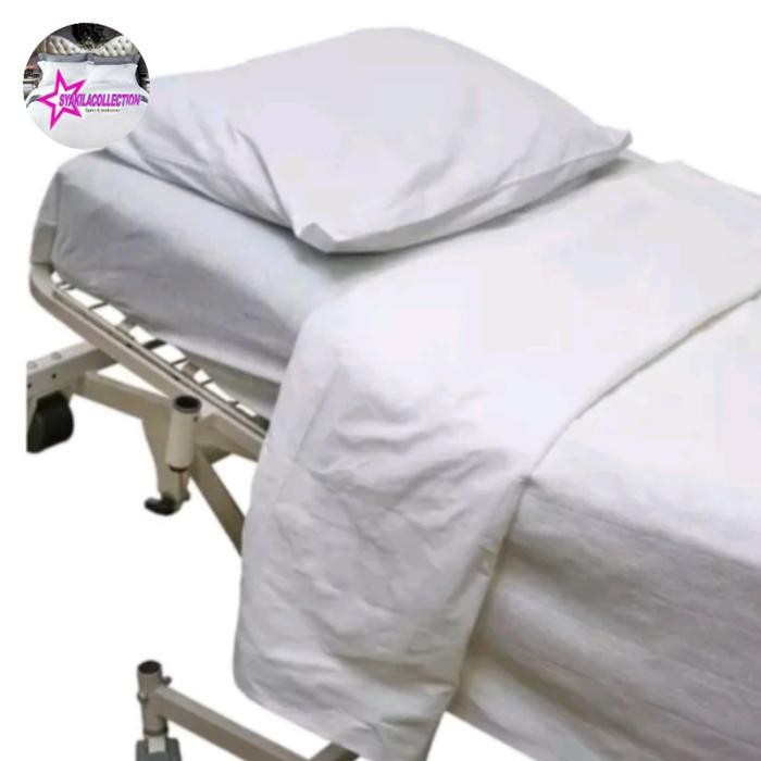 New SPREI HOTEL/SPREI RUMAH SAKIT BAHAN MICROPOLY POLOS PUTIH TANPA KARET