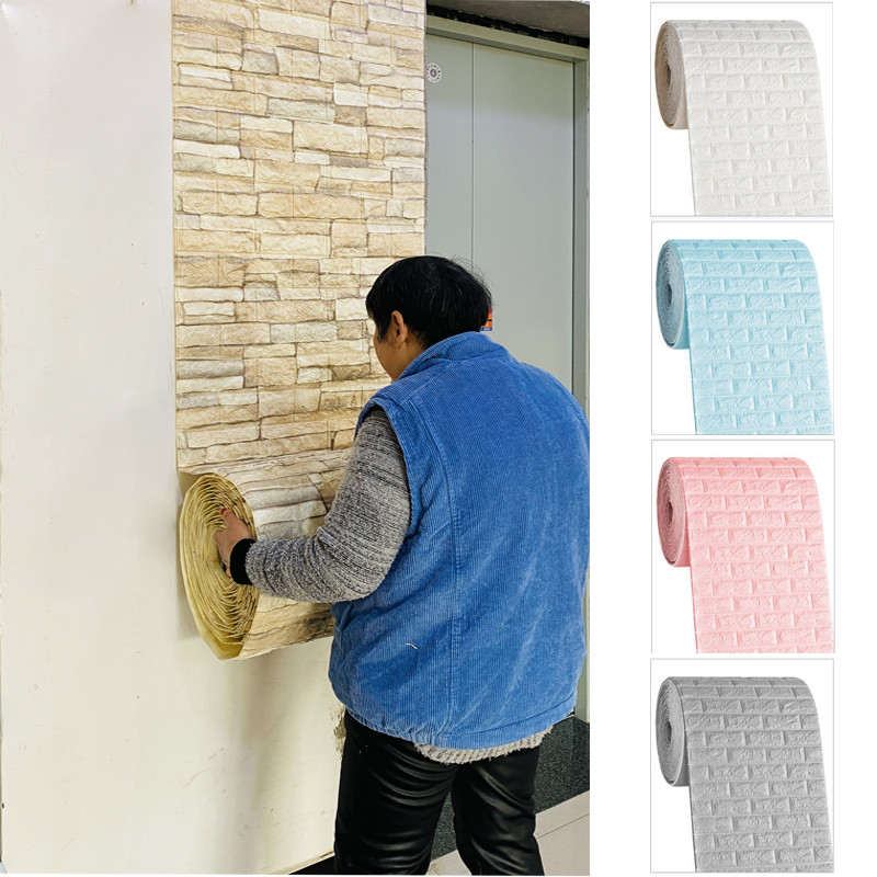 Self Adhesive Foam Wallpaper Waterproof 3D Brick Wall Panel Living Room Wall Stickers Bedroom Brick 