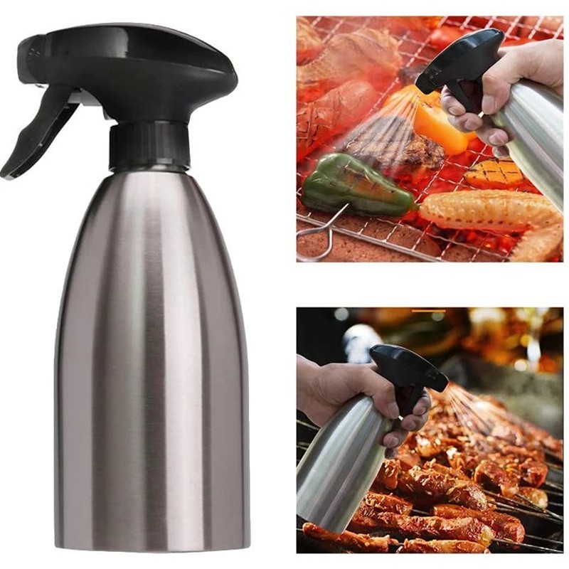Stainless Steel Oil Spray Bottle Practical Vinegar Olive Oil Sprayer Soy Sauce Seasoning Bottle BBQ 