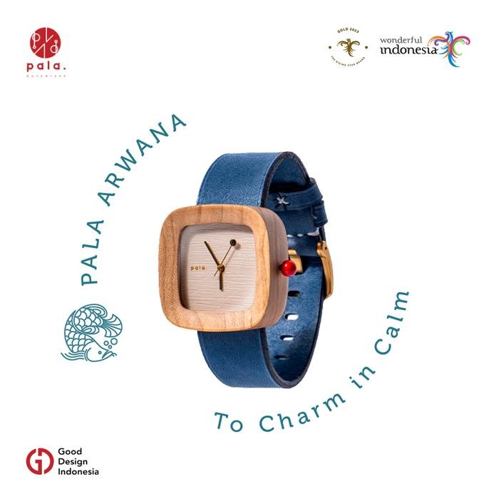 rv45- Pala Arwana Jam Tangan Kayu Unisex Pala Nusantara Blue Quartz