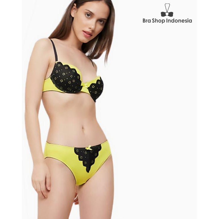 PROMO Bra Set Floral Lace Yellow