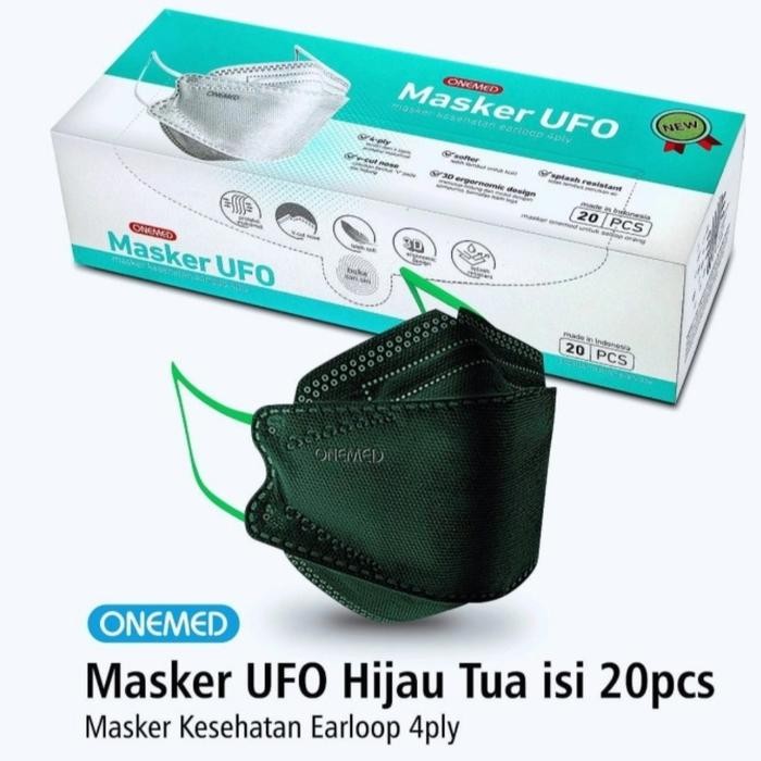 NewsBanget- Masker Ufo Onemed Hijau Tua/ Masker Medis Onemed Kf94 Hijau Tua