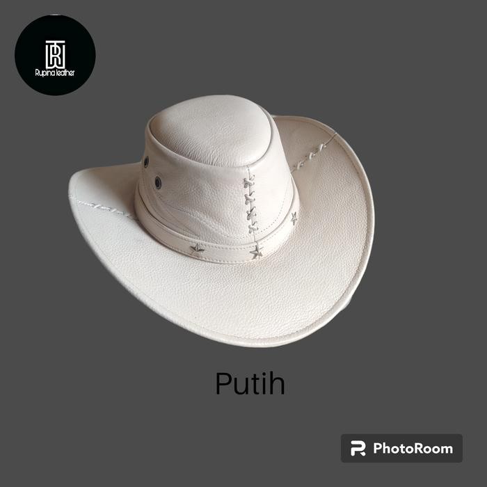 aayk- Topi Kulit Pria Original Koboy Koboi Laken Cowboy Big Size Jumbo Xxl