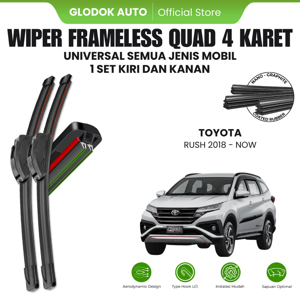 Wiper Toyota Rush 2018-Sekarang Quad Kaca Depan Mobil