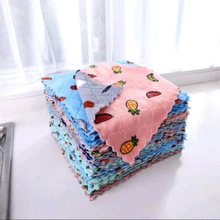KAIN LAP PIRING ANTI MINYAK BAHAN CORAL FLEECE MOTIF