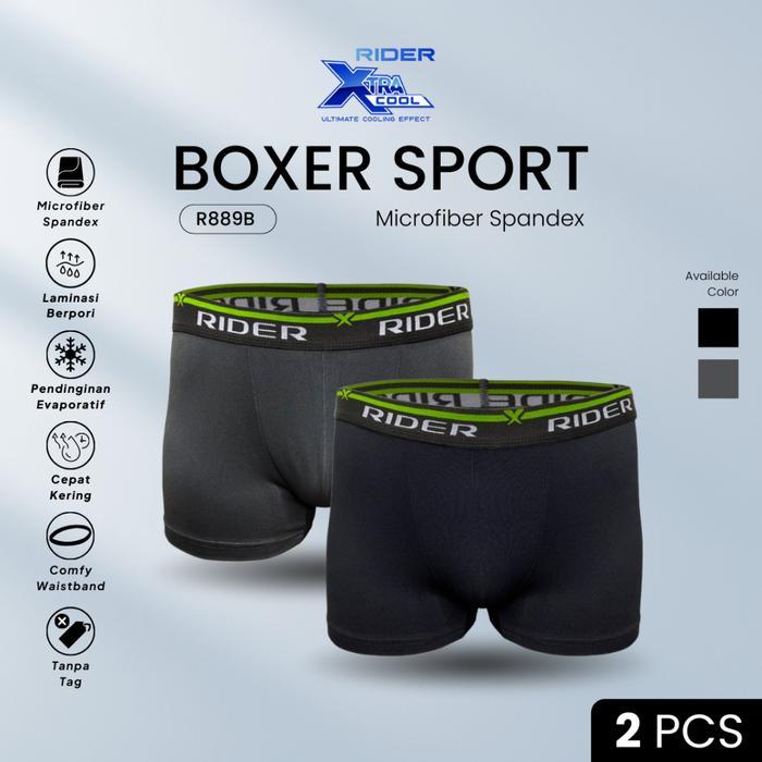 Rider Xtracool Microfiber Boxer Pria Microfiber Spandex Teknologi Xtracool Sejuk dan Cepat Kering Is