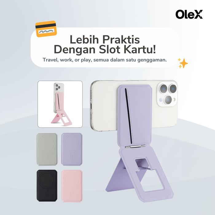 Terbaru Olex Magsafe Wallet Card Slot Kartu Slim Tripod Stand Hp Magnetic Moft