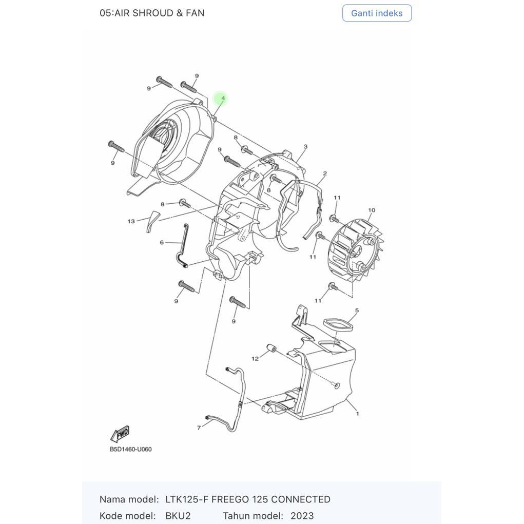 COVER TUTUP KIPAS PENDINGIN MESIN FREE GO NEW B5D-E2653-01 OK.