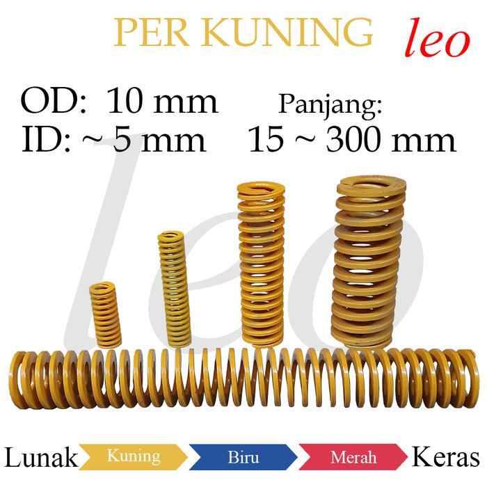 NEW Per Kuning OD 10mm ID 5mm Panjang 15-300mm Yellow Mould Spring 10 mm