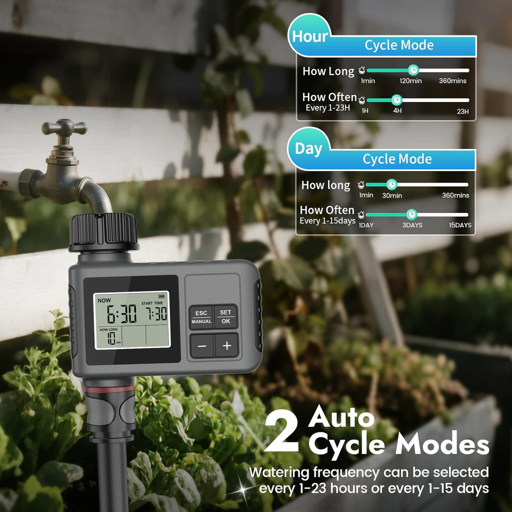 Insoma Automatic Water Timer Intelligent Irrigation Watering System IPX5 LCD Display Sprinkler Timer