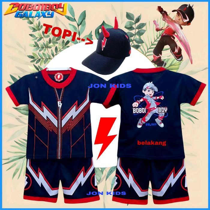 READY Terlaris setelan baju kostum boboiboy api terbaru lengan pendek/baju kostum boboiboy api