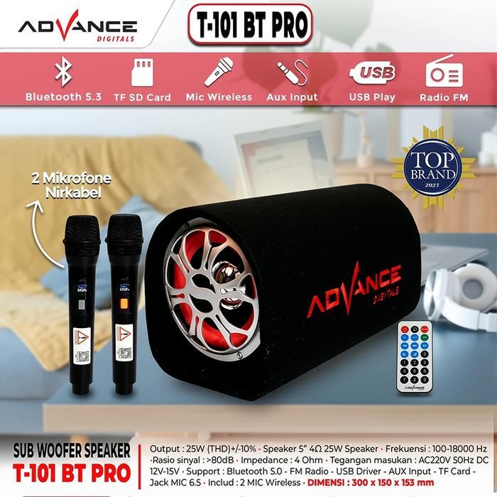 Advance Speaker Bluetooth Bass T-101BT PRO Speaker Subwoofer Bluetooth Untuk Mobil Speaker Bluetooth