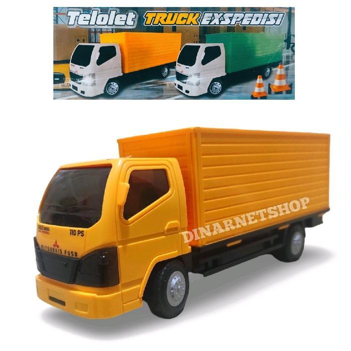 Mainan Truck Box Miniatur Diecast Truk Fuso Canter Dengan Lampu Dan Suara Pajangan Mirip Mobil