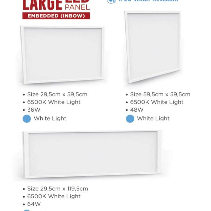 VESTALUX LED LARGE PANEL 36WATT INBOW 6500K SHAPE 295X595MM